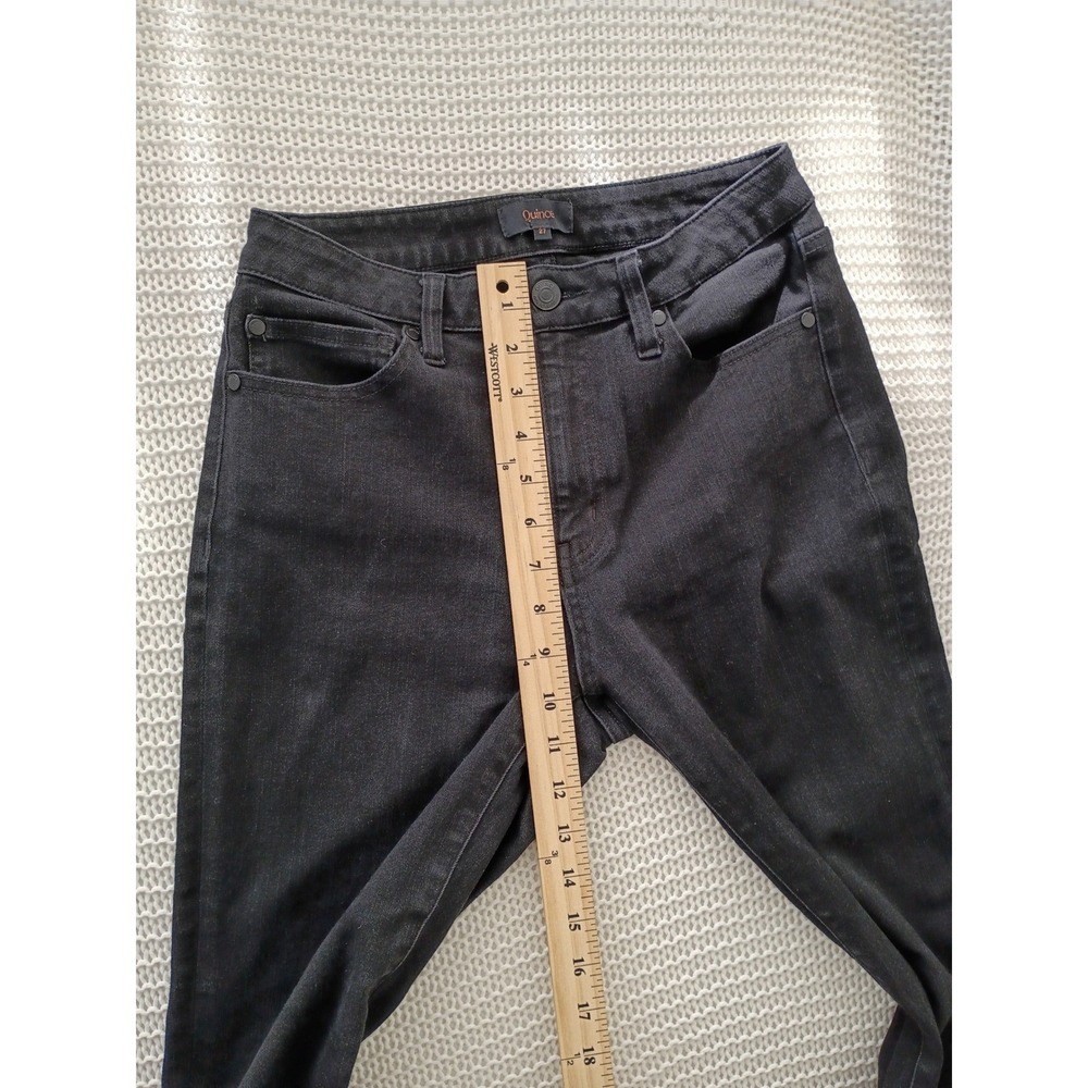 Quince Black High Rise Flare Leg Organic Cotton Blend Jeans Size 27 - Picture 6 of 9
